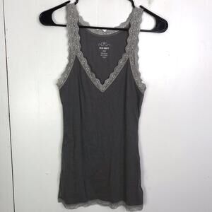 Old Navy Top Womens Large Lace Trim Ribbed Babydoll Y2K Retro Vamp V Neck
